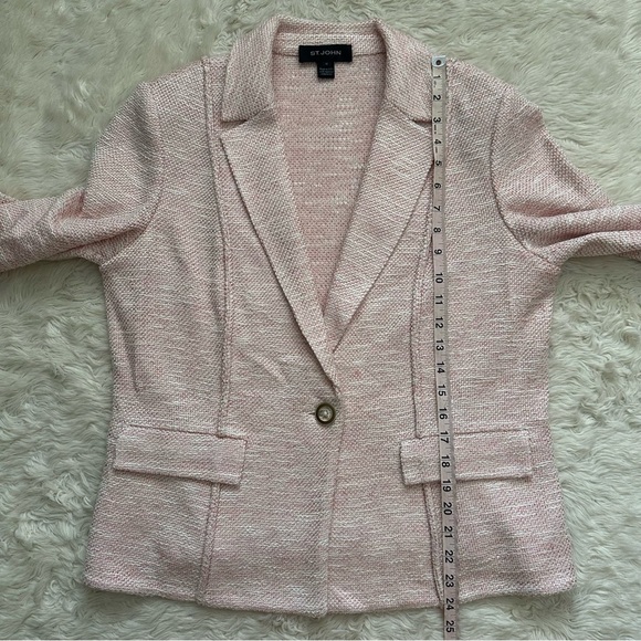 St. John Blazer Knit Jacket Wool Blend 3/4 Sleeves Sz 14 - Picture 10 of 12